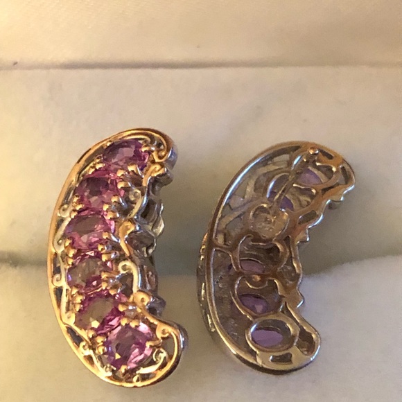 NWOT Pastel Pink Sapphire Bypass Stud Earrings - Picture 4 of 6